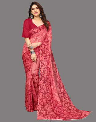 shiv textiles Floral Print Bollywood Georgette Saree(Maroon)
