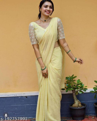 AAMONASTHA Solid/Plain Bollywood Georgette Saree(Pink)