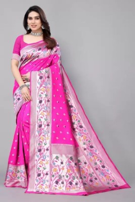 sheladiya Self Design, Woven Kanjivaram Pure Silk Saree(Pink)