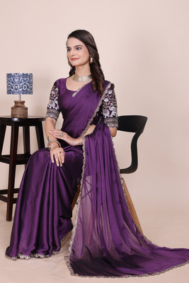 K 5 FASHION Embroidered Bollywood Georgette Saree(Purple)