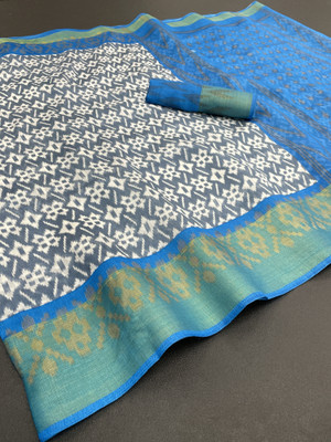 Kjs Woven Pochampally Cotton Silk Saree(Multicolor)