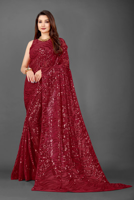 Divastri Embellished Bollywood Georgette Saree(Maroon)
