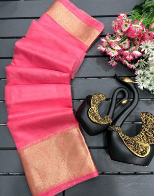 Samah Dyed, Woven, Self Design Banarasi Organza Saree(Pink)