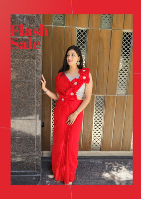LDCN Self Design Bollywood Georgette Saree(Red)