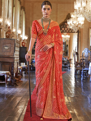 Divastri Printed Daily Wear Pure Silk Saree(Red)