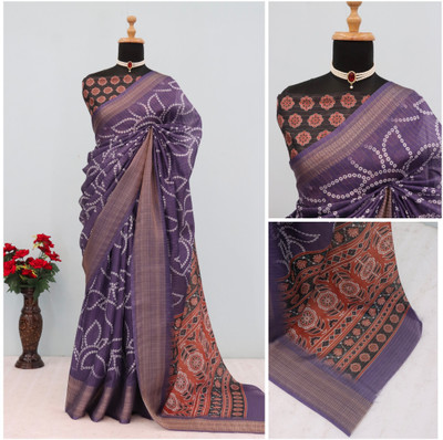 PARI DESIGNER Digital Print Banarasi Silk Blend Saree(Purple)