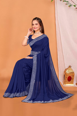 Radhika Fab Embellished Bollywood Georgette Saree(Blue)