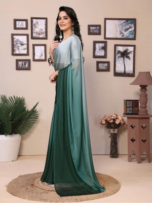 GOLDOLL FAB Solid/Plain Daily Wear Satin Saree(Dark Green)