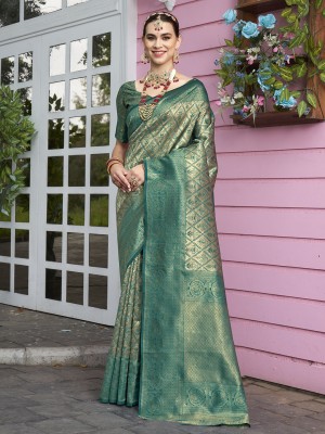 ANOUK Woven Kanjivaram Art Silk Saree(Green)