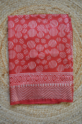MRIKA Blocked Printed Maheshwari Handloom Viscose Rayon Saree(Red)