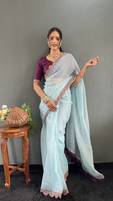 NAKSH ENTERPRISE Self Design Handloom Georgette Saree(Light Blue)