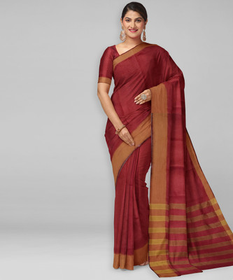 Divastri Solid/Plain Bollywood Cotton Silk Saree(Maroon)