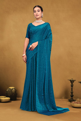 Apnisha Embellished Bollywood Satin Saree(Multicolor)