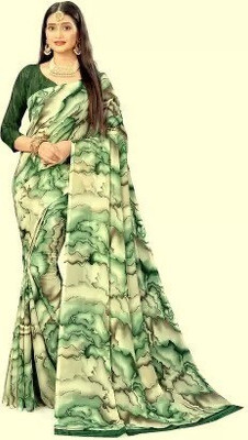 Vimalnath Synthetics Printed Daily Wear Georgette Saree(Green)