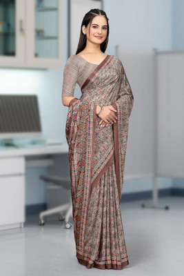 SAADHYA CREATION Embroidered, Solid/Plain Bollywood Crepe Saree(Grey)