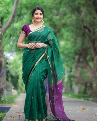 Aldwych Woven Banarasi Silk Blend Saree(Green)