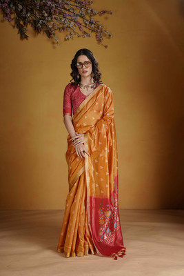 DRAVYA WOMEN Woven, Paisley, Self Design Handloom Jacquard, Art Silk Saree(Multicolor)
