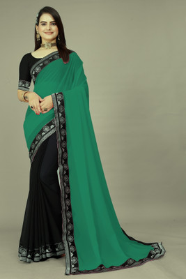 Jevlan Solid/Plain Daily Wear Georgette Saree(Light Green)