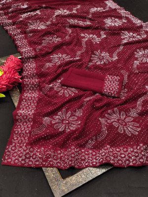 Avi Store Embellished Bollywood Georgette Saree(Maroon)