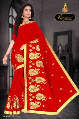 RANJANA CREATION Embellished Bollywood Cotton Silk Saree(Red)