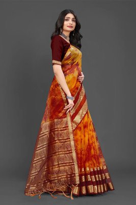 Aarunika AF Woven Bollywood Organza Saree(Maroon)