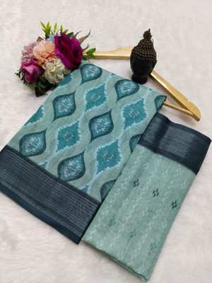HouseOfCommon Woven Kanjivaram Pure Cotton, Cotton Silk Saree(Blue)