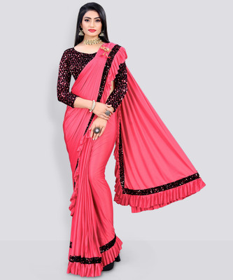 MIJAASHREE Embellished Bollywood Lycra Blend Saree(Pink)