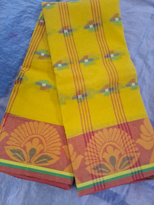 Moumitasaree Self Design, Solid/Plain Tant Pure Cotton Saree(Yellow)