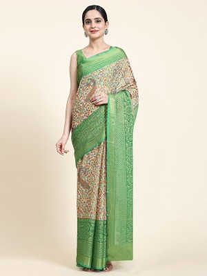 Sanwariya Silks Printed Bollywood Brasso Saree(Green)