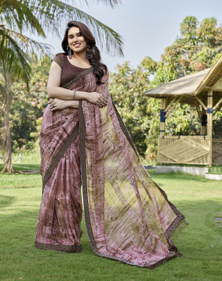 Divastri Embellished Bollywood Georgette, Satin Saree(Brown)