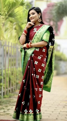 GS creation Woven Sambalpuri Satin Saree(Maroon)