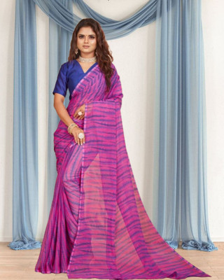 Jayu Printed Bandhani Georgette Saree(Purple)