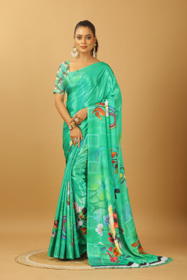 nirmal creation Self Design Bollywood Crepe Saree(Green)