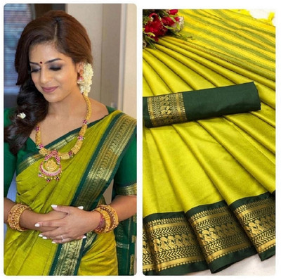 SHRIMAY Woven Kanjivaram Silk Blend Saree(Multicolor)