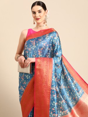 Divastri Digital Print Banarasi Art Silk Saree(Light Blue)