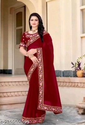 KHRITI FAB Embroidered, Floral Print Bollywood Georgette Saree(Red)