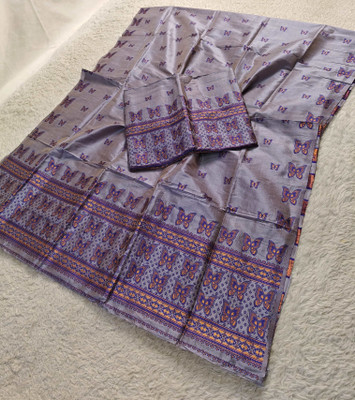 Skiran's Printed Mekhela Chador Cotton Blend Saree(Purple)