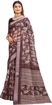 Mervadiya Printed Kanjivaram Pure Cotton, Cotton Linen Saree(Magenta)