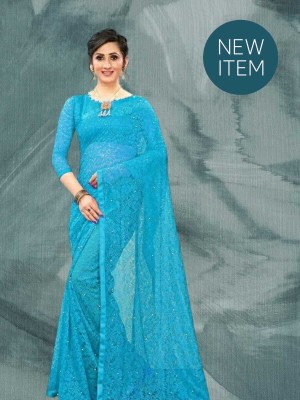 SAREEYA16 Printed Daily Wear Cotton Blend Saree(Light Blue)