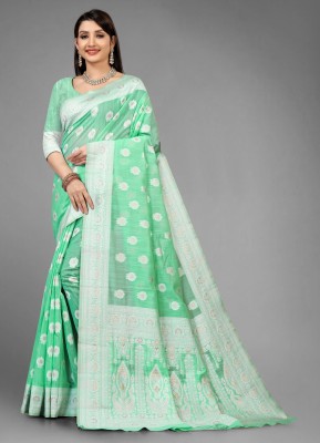 MANBARISAREE Self Design Bollywood Cotton Silk Saree(Green)