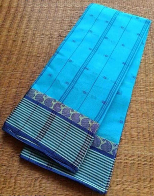 HouseOfCommon Temple Border Tant Cotton Blend Saree(Pink)