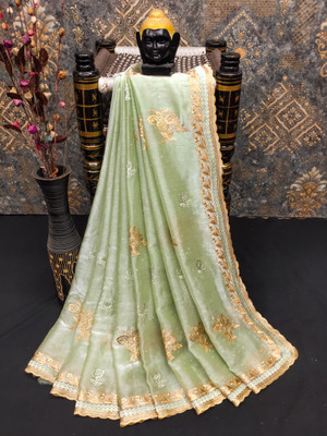 MIYANIFAB Self Design Bollywood Jimmy choo Saree(Light Green)