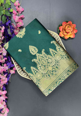 RegalDrapes Printed Banarasi Art Silk Saree(Green)