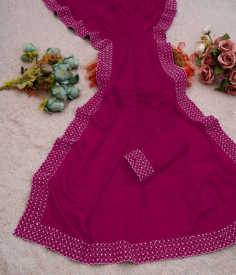 Queenhive Self Design Bollywood Georgette Saree(Dark Green)