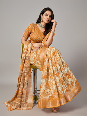 AVM SILK MILLS Floral Print Bollywood Cotton Blend Saree(Multicolor)