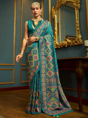 ANOUK Woven, Embellished Banarasi Silk Blend Saree(Light Blue)