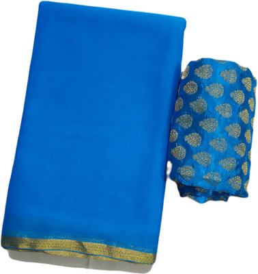 SainiVastra Self Design Bollywood Chiffon Saree(Light Blue)