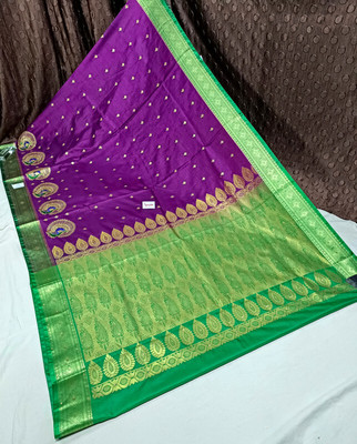 Spewim Woven Banarasi Art Silk Saree(Purple)