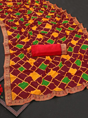 AARTI PRINTS Printed Daily Wear Georgette Saree(Maroon)