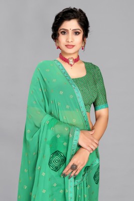 NANCY HUB Printed Bollywood Cotton Silk Saree(Light Green)